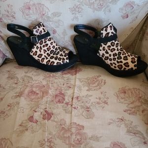 Animal print wedges